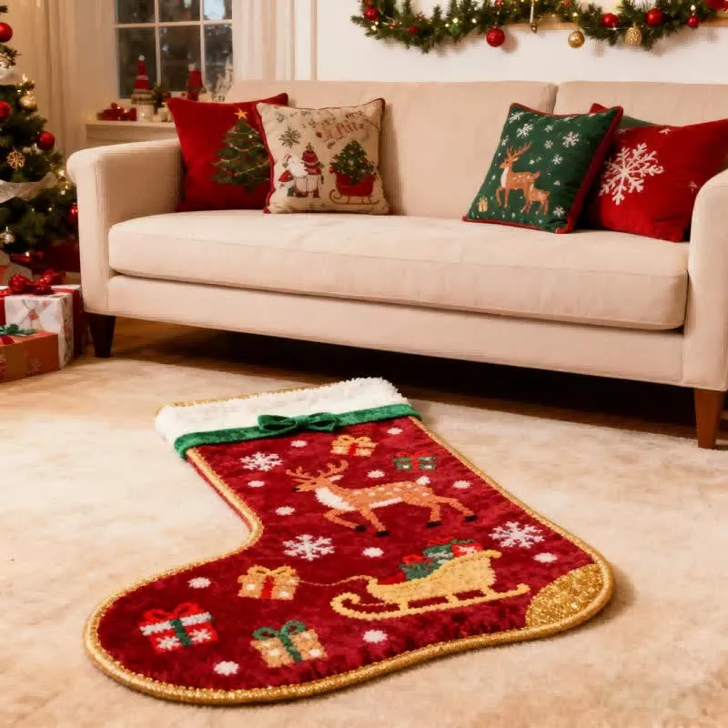 Weihnachtlicher, strumpfförmiger Teppich