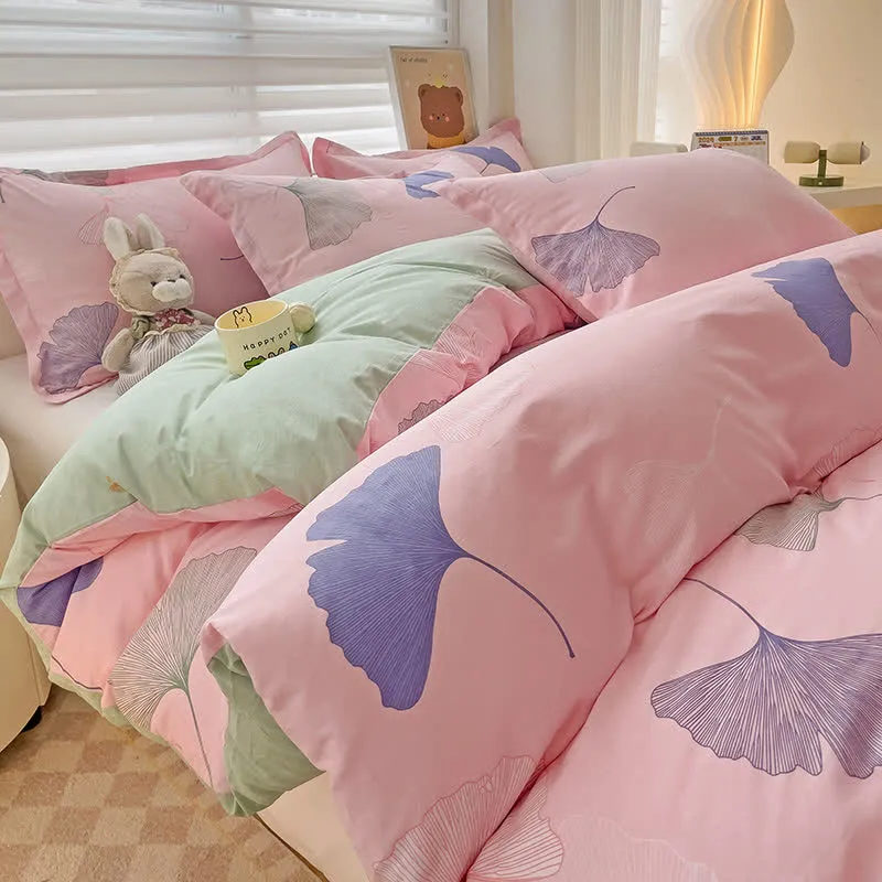 Ownkoti Bettbezug mit Ginkgoblatt-Print, Rosa