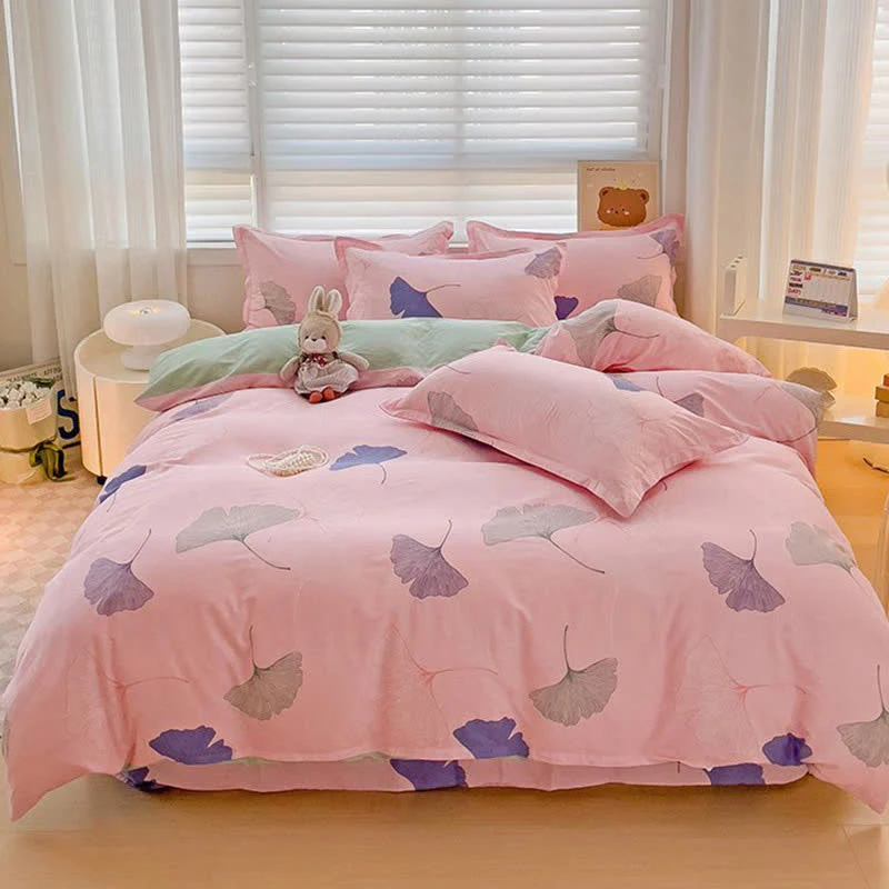 Ownkoti Bettbezug mit Ginkgoblatt-Print, Rosa