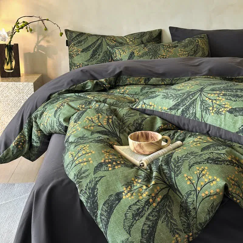 Ownkoti Botanical Bettwäscheset aus gebürsteter Baumwolle (4-teilig)