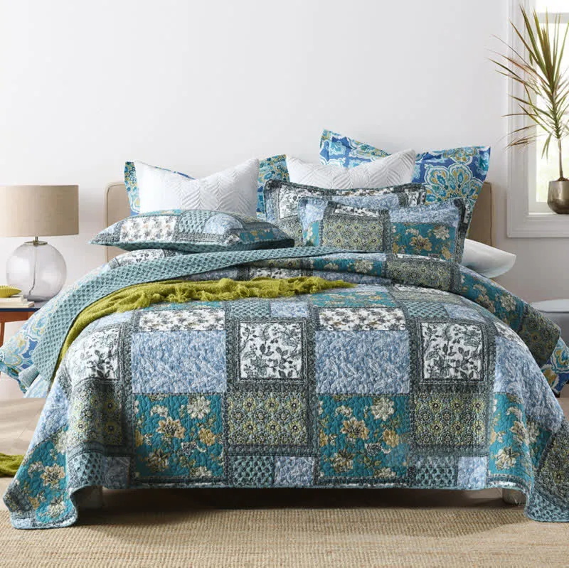 Ownkoti Vintage-Bettdecke aus Baumwolle mit Blumenmuster