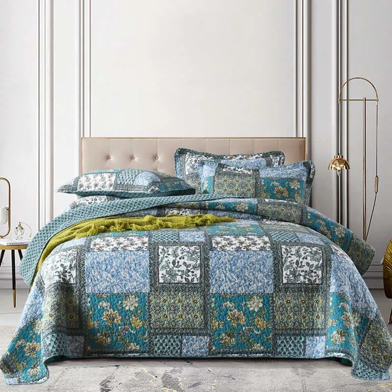 Ownkoti Vintage-Bettdecke aus Baumwolle mit Blumenmuster