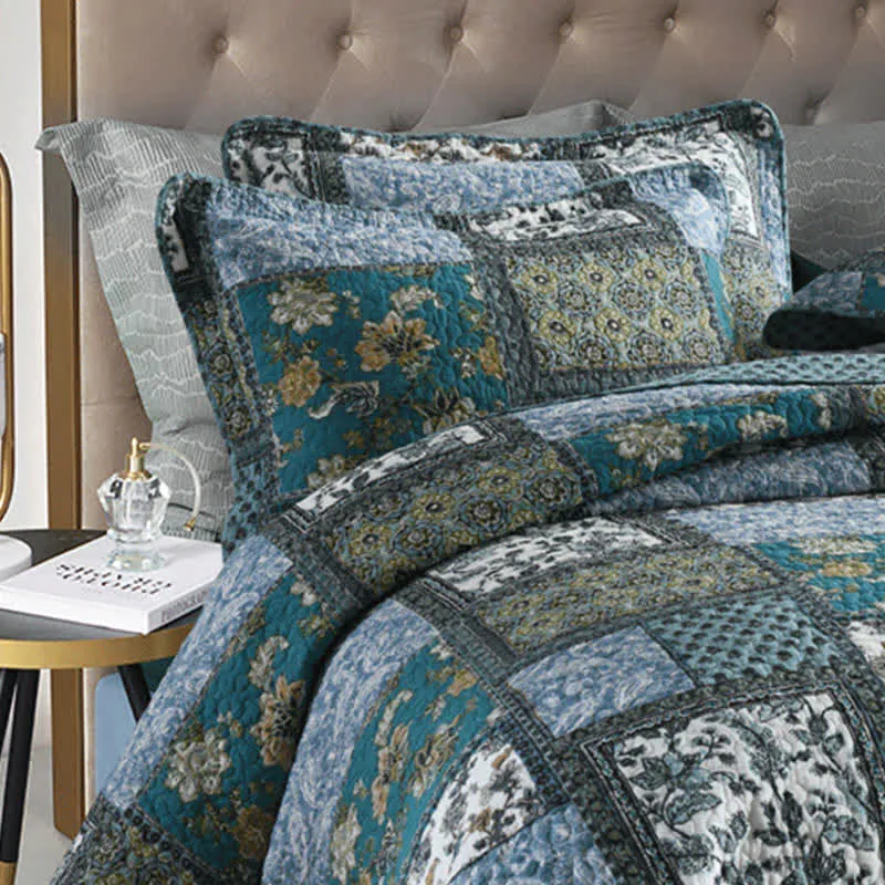 Ownkoti Vintage-Bettdecke aus Baumwolle mit Blumenmuster
