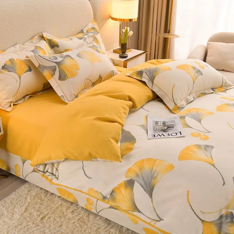 Ownkoti Timeless Ginkgo-Bettwäscheset aus Baumwolle (4-teilig)