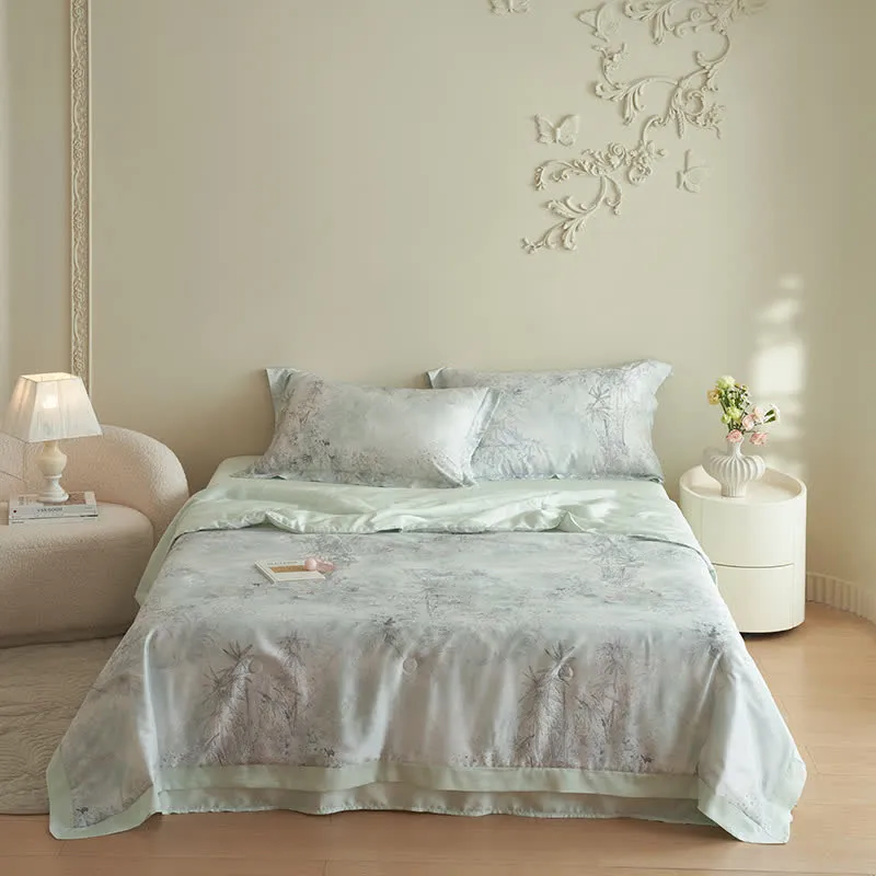 Elegantes Sommer-Bettwäscheset mit Bambus-Print (4-teilig)