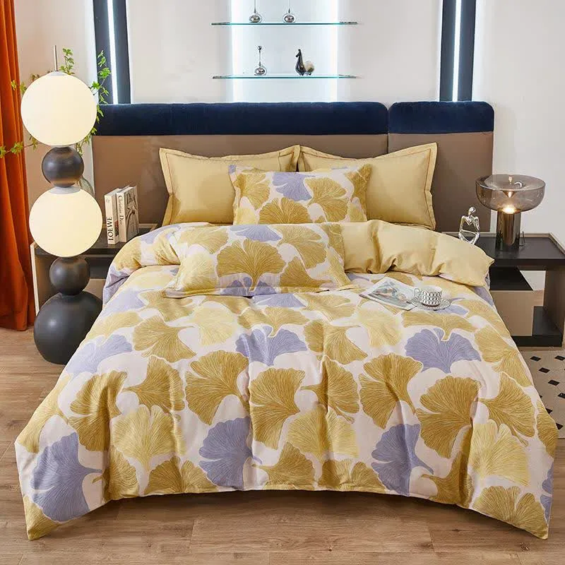 Wendbares Bettwäscheset im Ginkgoblatt-Stil (4-teilig)