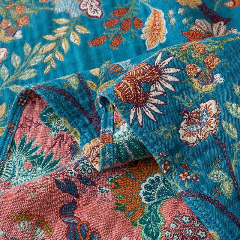 Elegante Wendedecke aus Baumwollgaze mit Blumenmuster