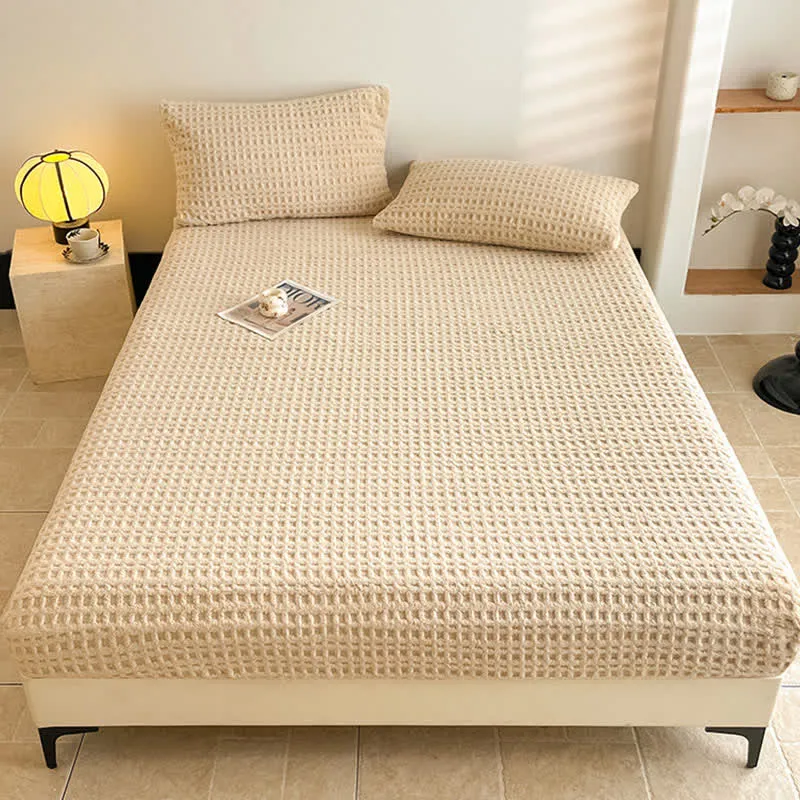Warmes Spannbettlaken aus Fleece mit Waffelstruktur