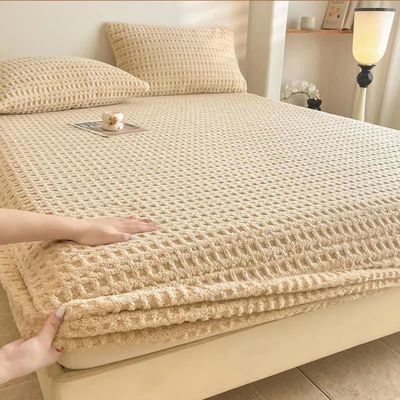 Warmes Spannbettlaken aus Fleece mit Waffelstruktur