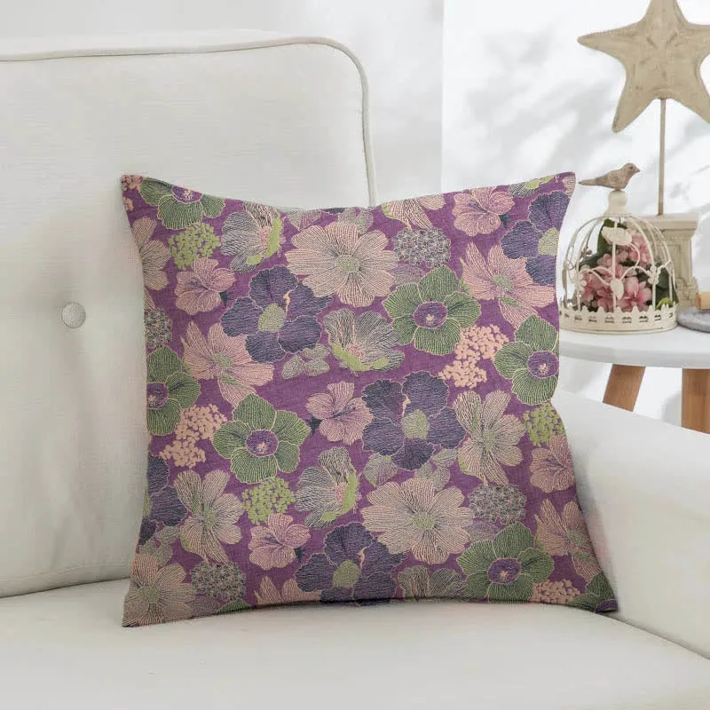 Quadratische Kissenbezüge aus Baumwolljacquard mit Pfirsichblütenmotiv (2 Stück)