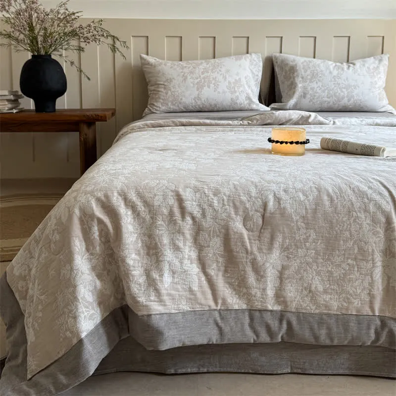 Elegante Sommerdecke aus garngefärbter Pflanzenbaumwolle im Jacquard-Stil
