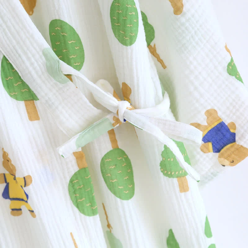 Pyjama-Set aus Baumwollgaze mit Baum- und Bären-Print