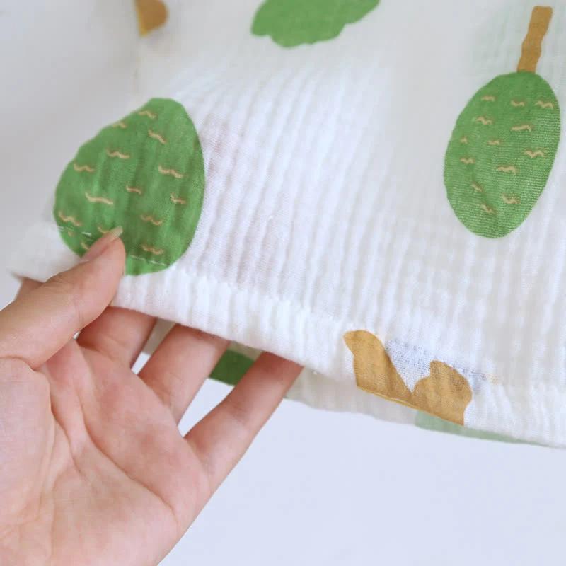 Pyjama-Set aus Baumwollgaze mit Baum- und Bären-Print
