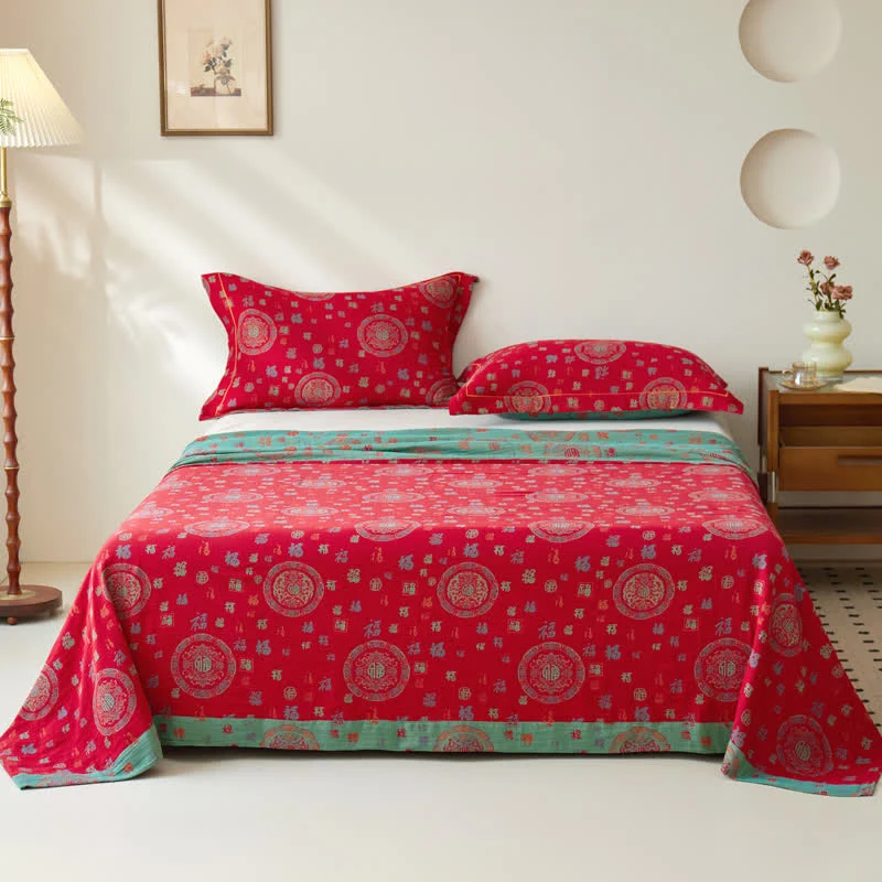 Wende-Bettdecke aus doppellagigem, garngefärbtem Jacquard aus Vintage-Baumwolle