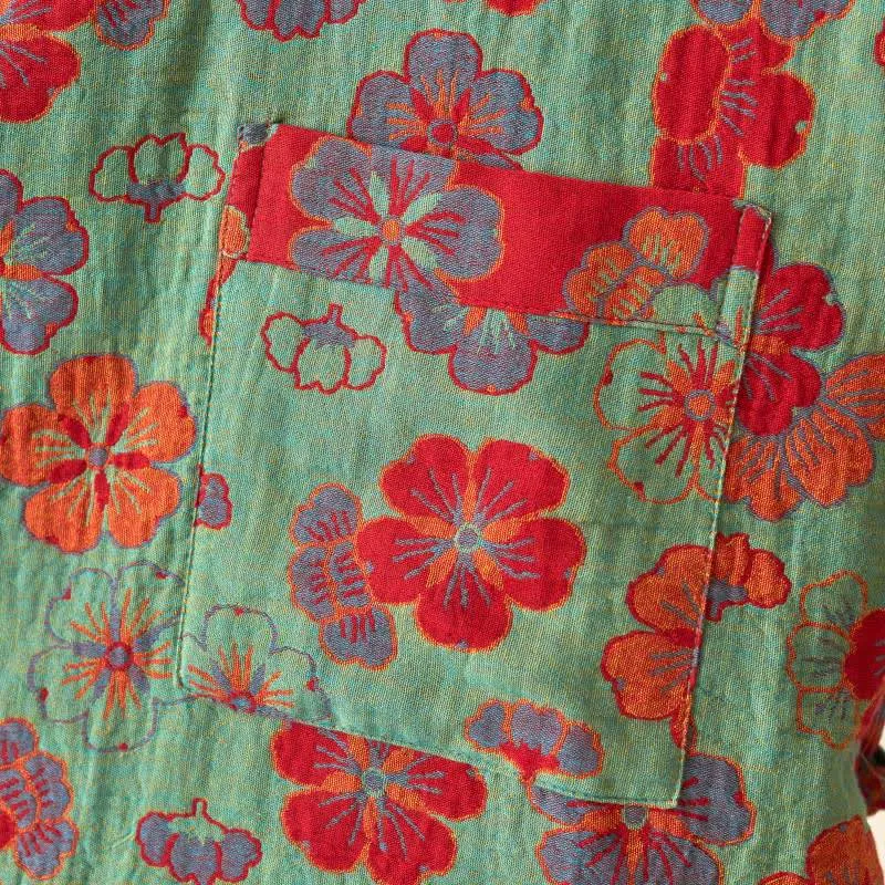 Kimono-Bademantel aus Baumwollgaze mit Pflaumenblüten-Print