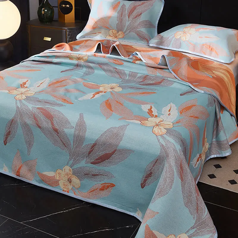 Wendbare, atmungsaktive Bettdecke mit Jacquard-Blattmotiv