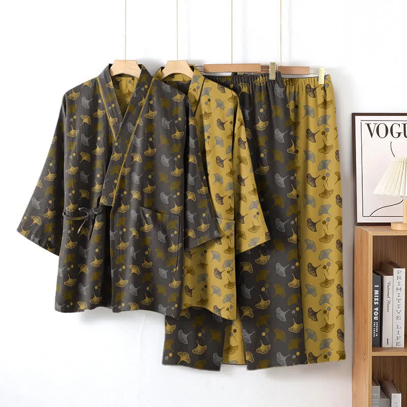 Ginkgo Bio-Baumwoll-Kimono-Loungewear-Set