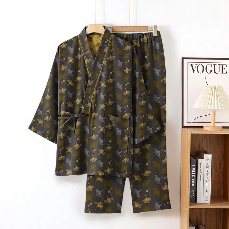 Ginkgo Bio-Baumwoll-Kimono-Loungewear-Set