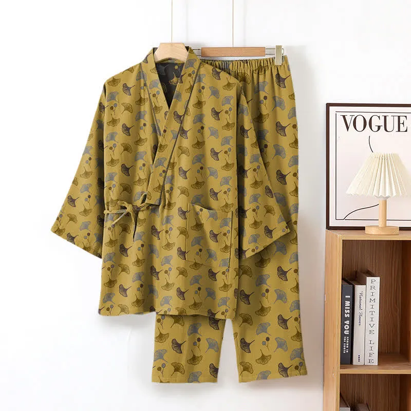 Ginkgo Bio-Baumwoll-Kimono-Loungewear-Set