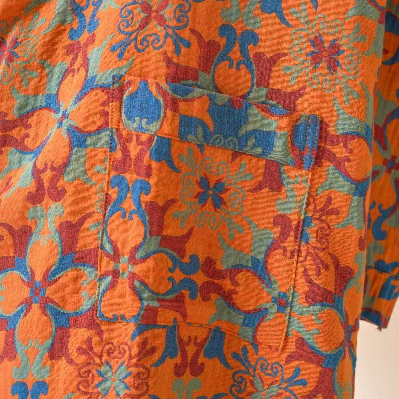 Kimono-Bademantel aus Baumwolle mit geometrischem Retro-Muster