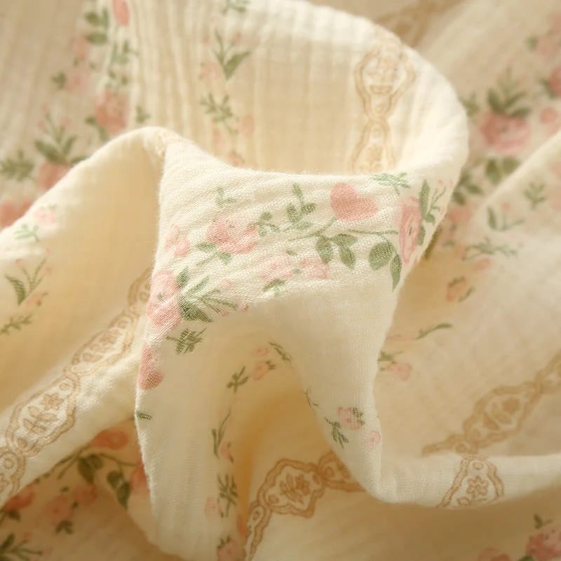Camisole-Pyjama aus Baumwollgaze mit Blumenmuster und Streifen