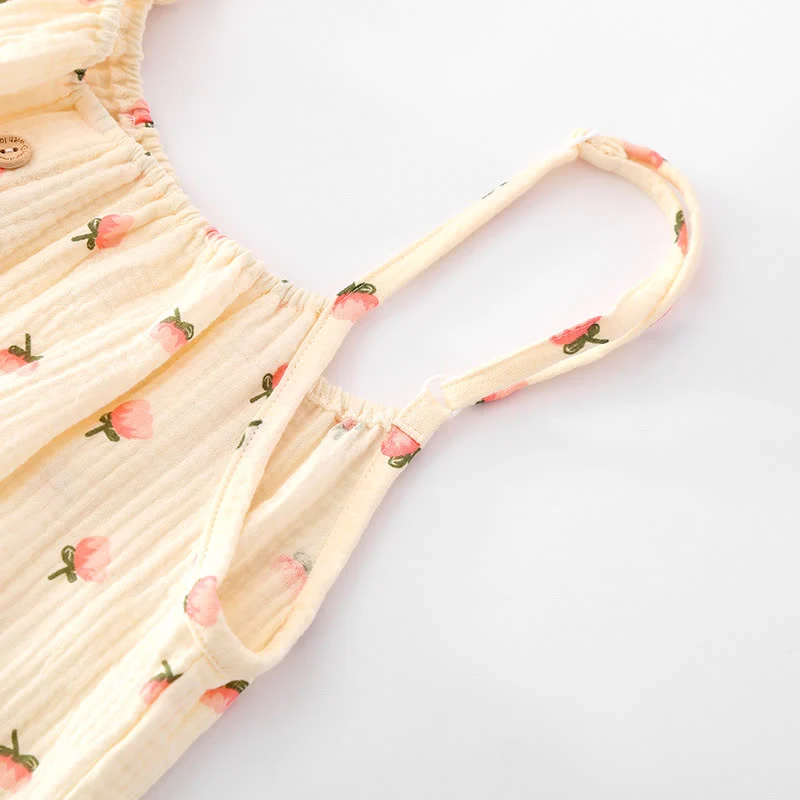 Pyjama mit Rüschen aus Baumwollgaze mit Kapok-Blumen