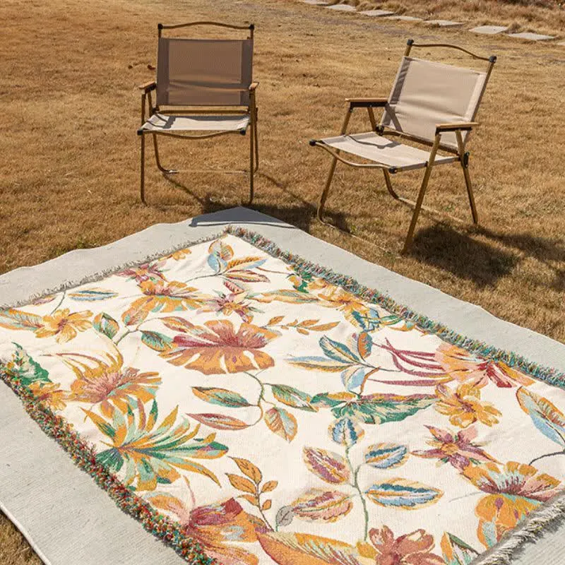 Überwurf aus Baumwollgaze mit Blatt- und Blumenmuster