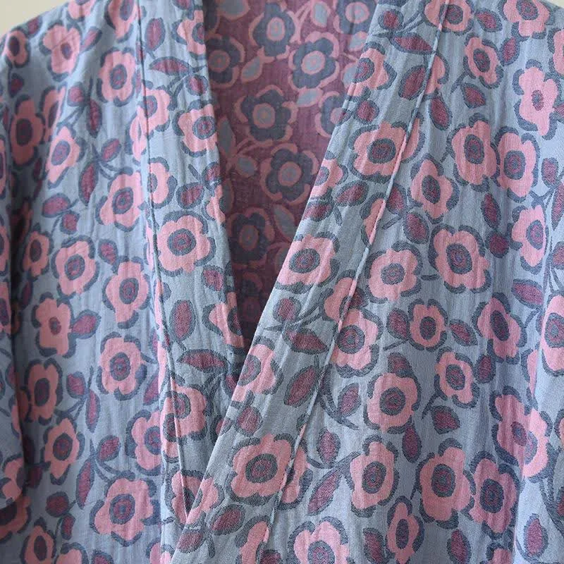 Japanischer Kimono-Bademantel aus Begonia-Baumwolle
