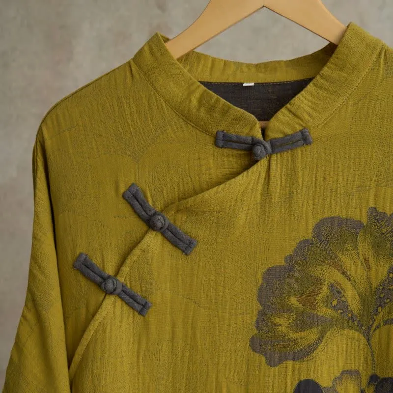Nachthemd aus Baumwolle mit Ginkgoblatt-Print