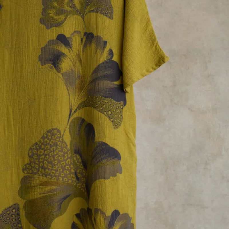 Nachthemd aus Baumwolle mit Ginkgoblatt-Print