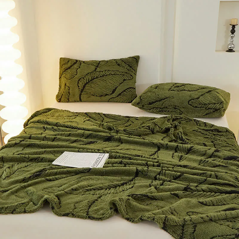 Ownkoti Bananenblatt-Jacquard-Überwurfdecke