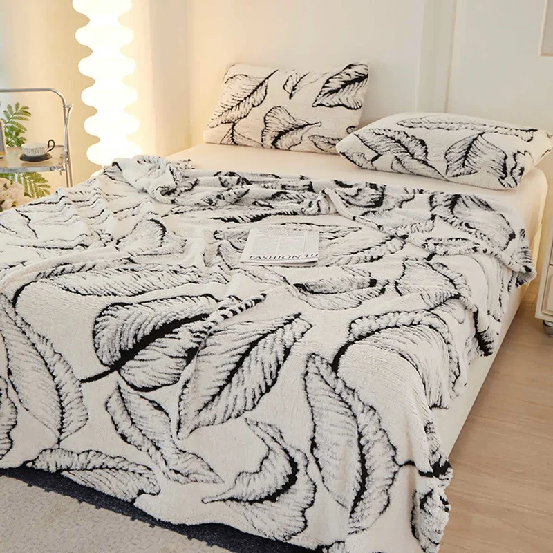 Ownkoti Bananenblatt-Jacquard-Überwurfdecke