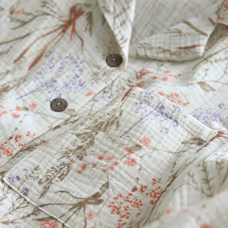 Pyjama-Set aus Baumwollgaze mit gedecktem Blumenmuster