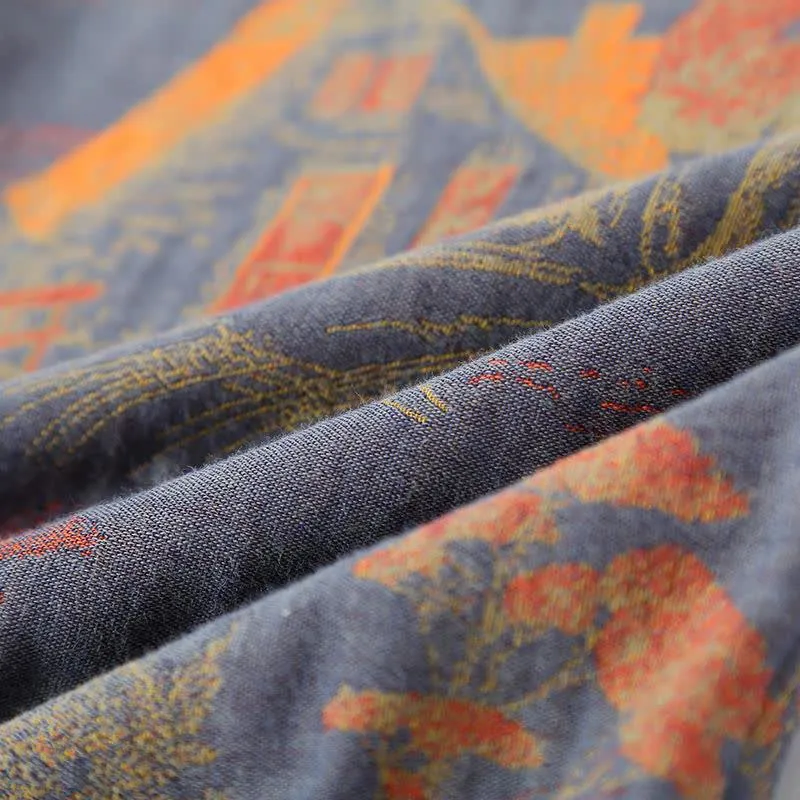 Loungewear-Set aus Jacquard-Baumwolle im Retro-Baum-Design
