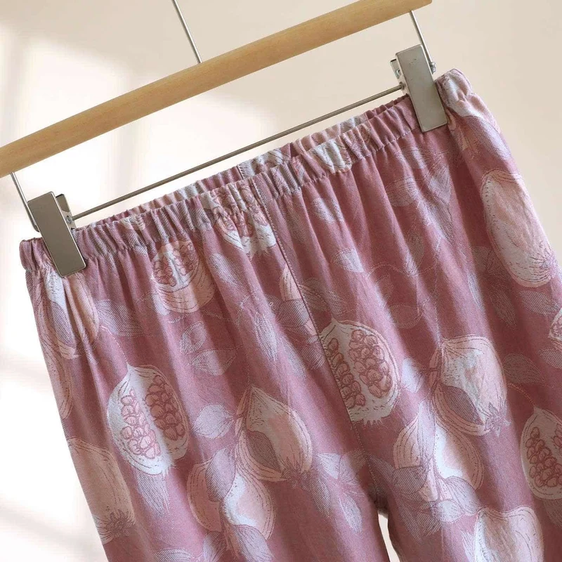 Vintage Granatapfel Baumwollgaze Loungewear Set