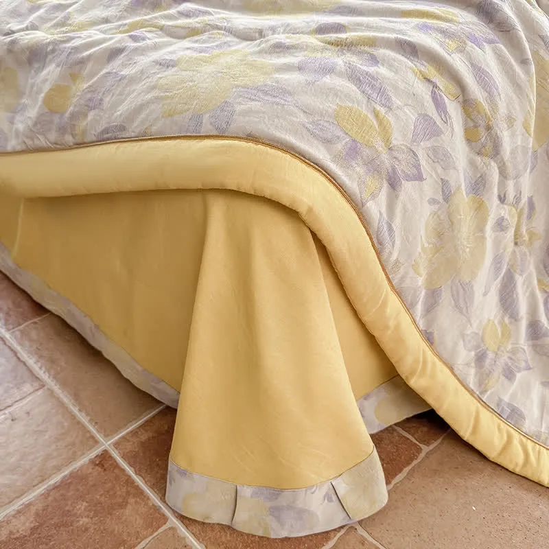 Elegante Sommerdecke aus reiner Baumwolle mit Blumenmuster und zweilagiger Gaze
