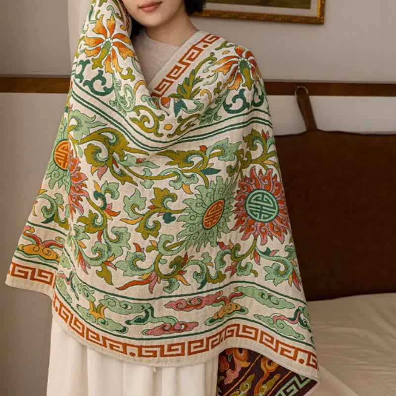 Saugfähiges Badetuch aus reiner Baumwollgaze mit Retro-Blumenmuster