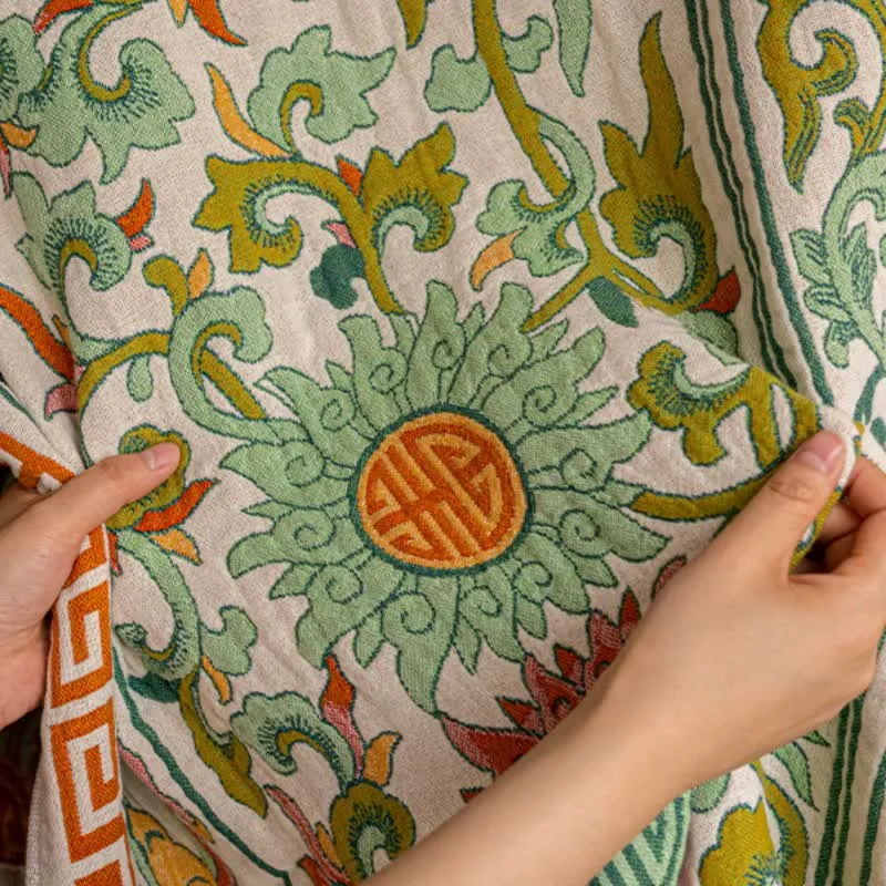 Saugfähiges Badetuch aus reiner Baumwollgaze mit Retro-Blumenmuster