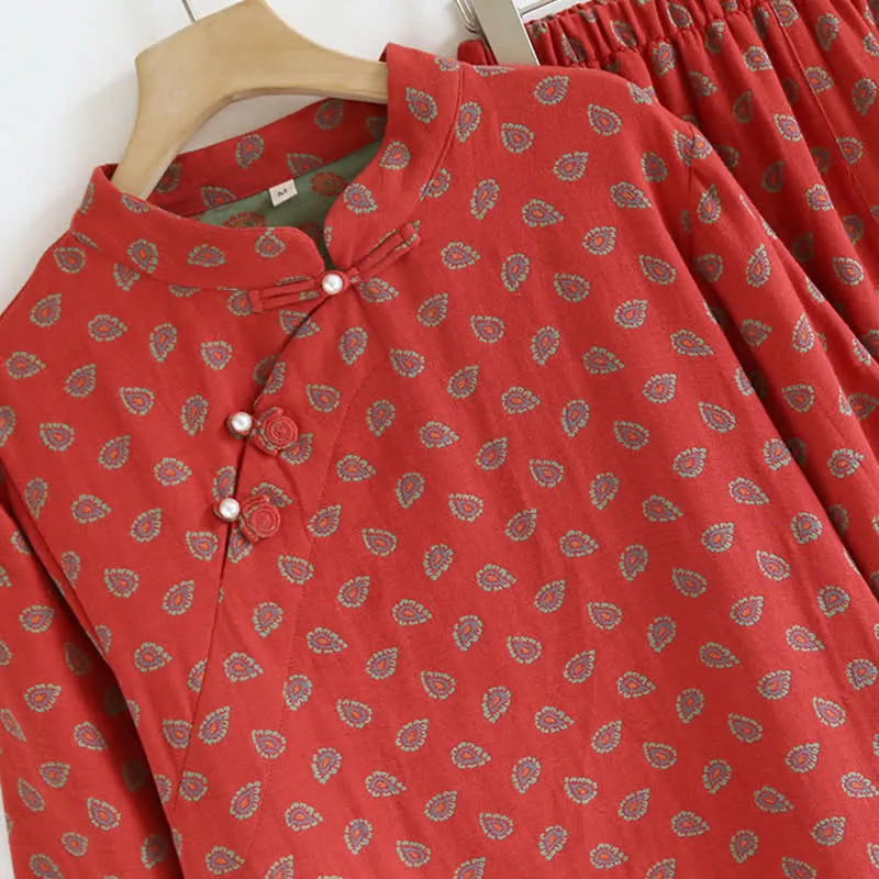 Paisley-inspirierter Jacquard-Pyjama aus Baumwollgaze
