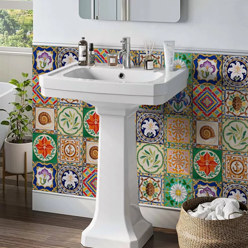 Vintage Talavera PET-Schaumfliesen-Wandaufkleber