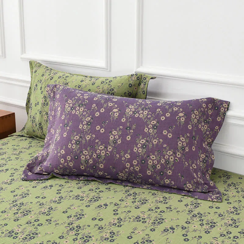 Bettdecke aus garngefärbter Baumwollgaze mit Jacquardmuster und Blumenmuster
