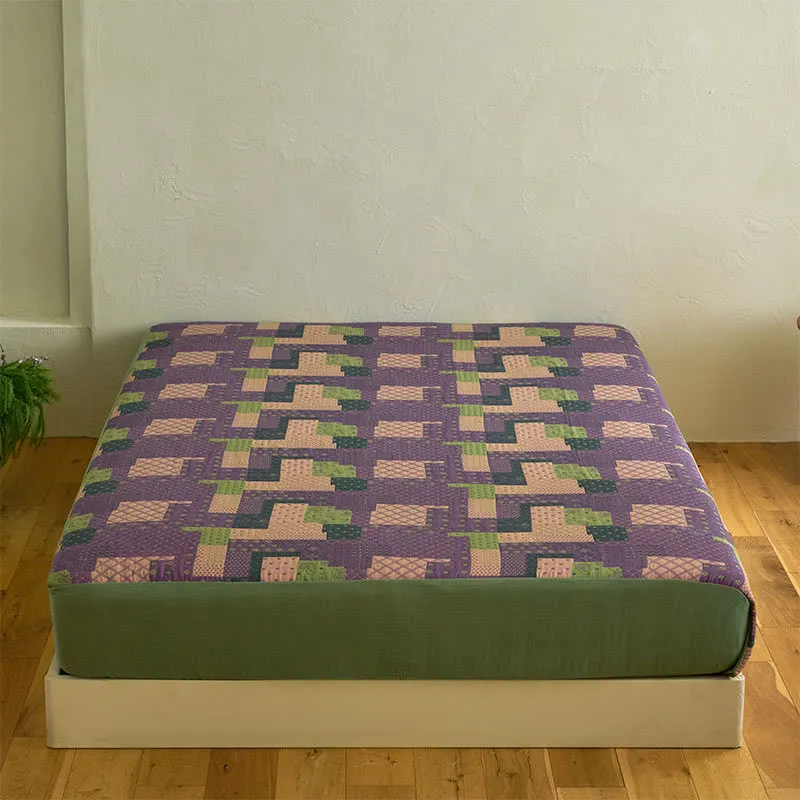 Patchwork-Spannbettlaken aus Baumwollgaze-Jacquard