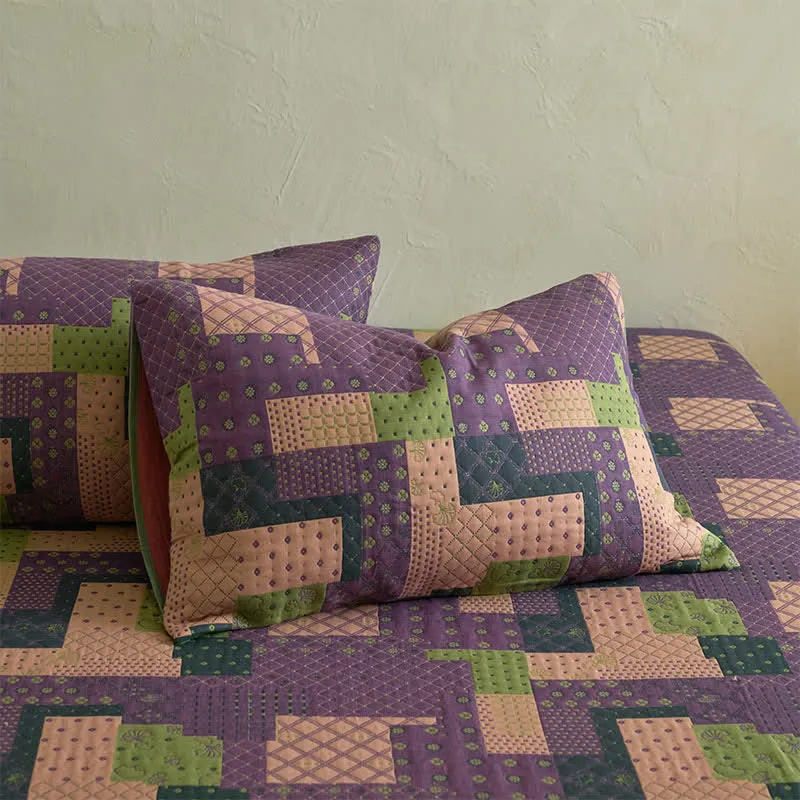 Patchwork-Spannbettlaken aus Baumwollgaze-Jacquard