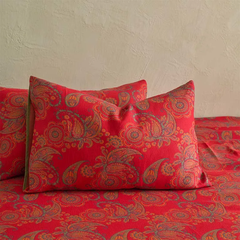 Spannbettlaken aus Baumwolljacquard mit Paisley-Blumenmuster