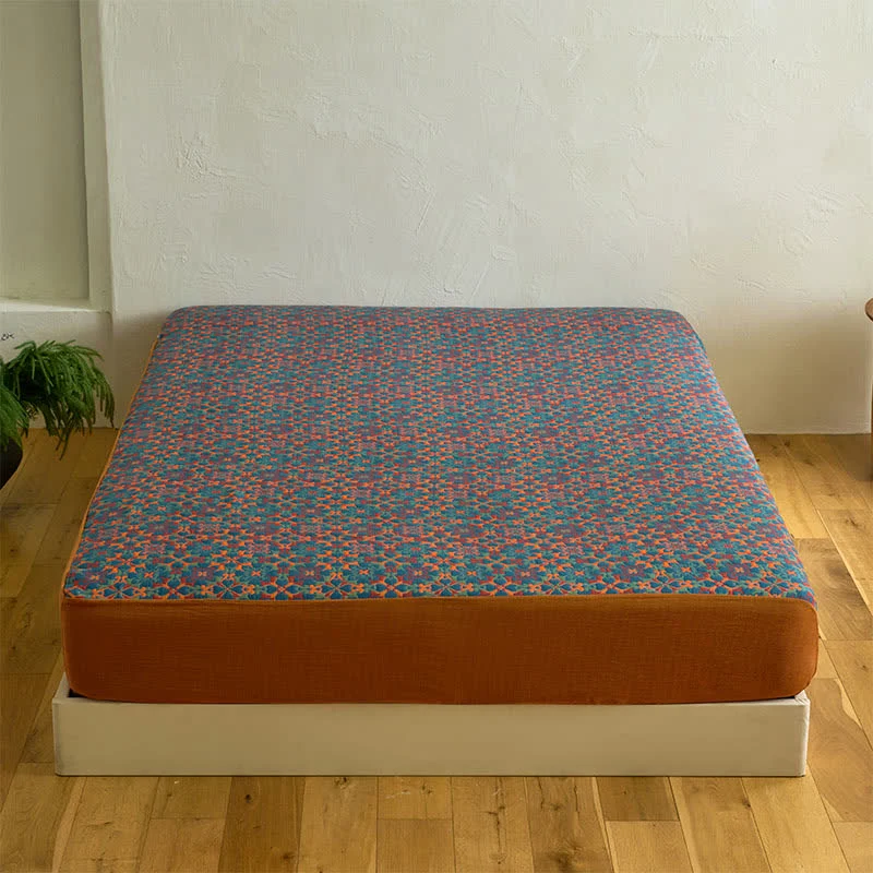 Spannbettlaken aus Baumwolle mit geometrischem Retro-Muster