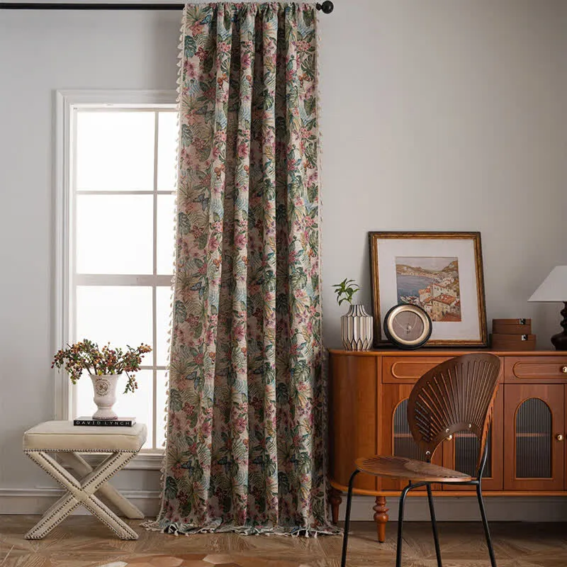 Jacquard-Vorhang mit tropischem Monstera-Schmetterling