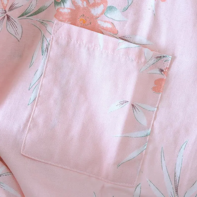 Japanischer Kimono-Bademantel aus Baumwolle mit Pfirsichblütenmuster