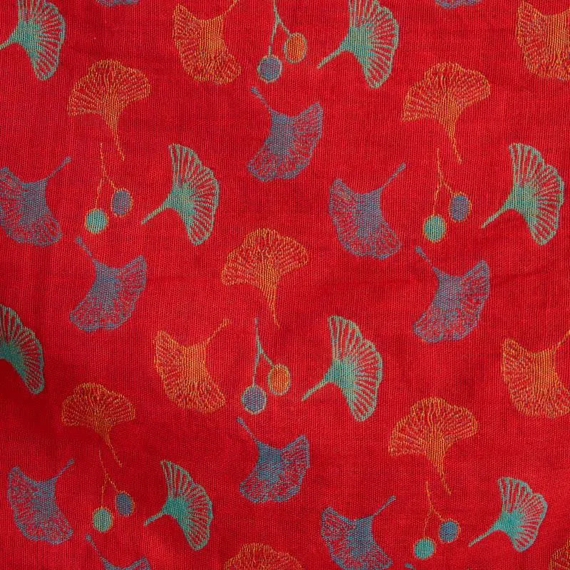 Zweifarbiger Kimono-Bademantel aus Ginkgo-Baumwollgaze
