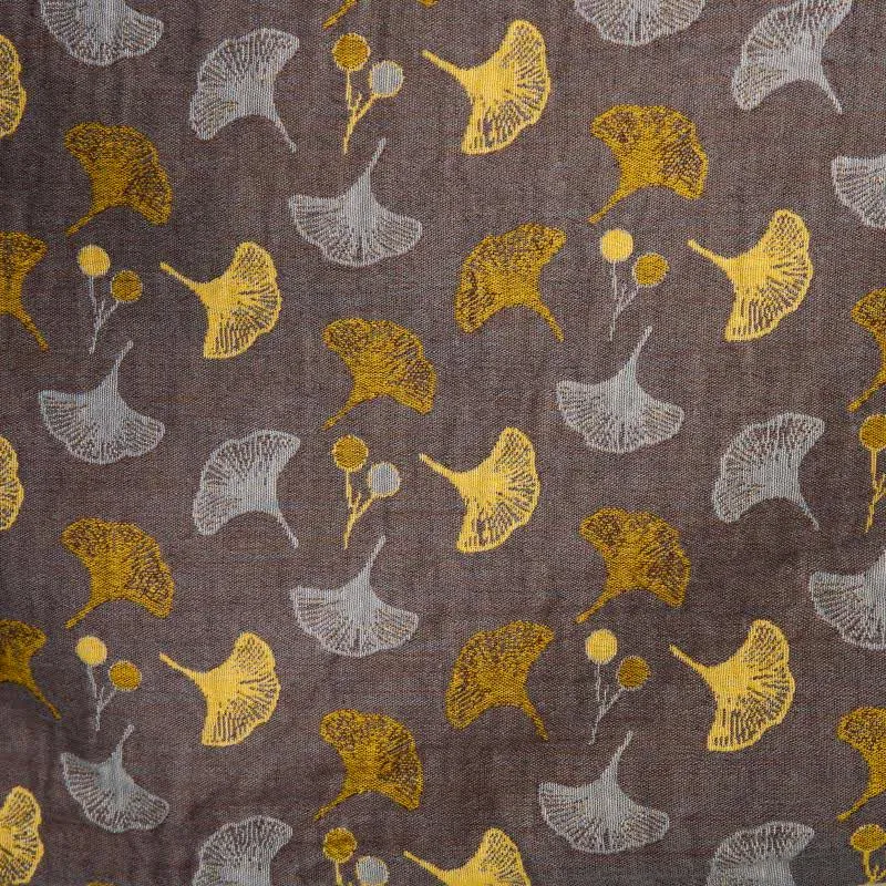Zweifarbiger Kimono-Bademantel aus Ginkgo-Baumwollgaze