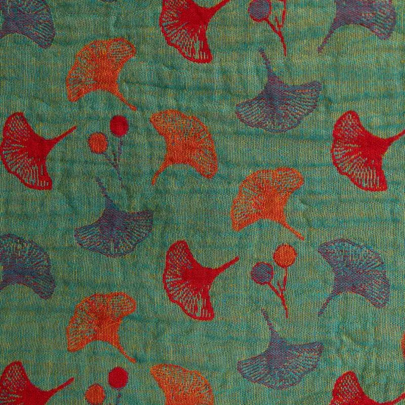 Zweifarbiger Kimono-Bademantel aus Ginkgo-Baumwollgaze